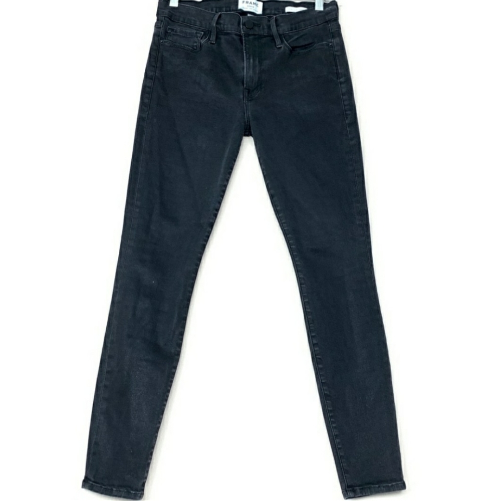 *Frame Denim Black Coated Le Skinny de Jeanne Women's Size 30